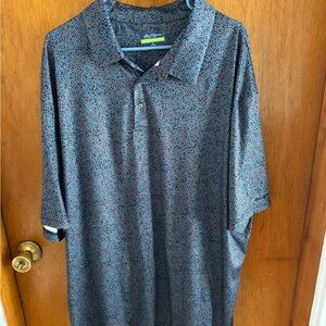 Hogan Men's Black and Blue Patterned Polo Shirt